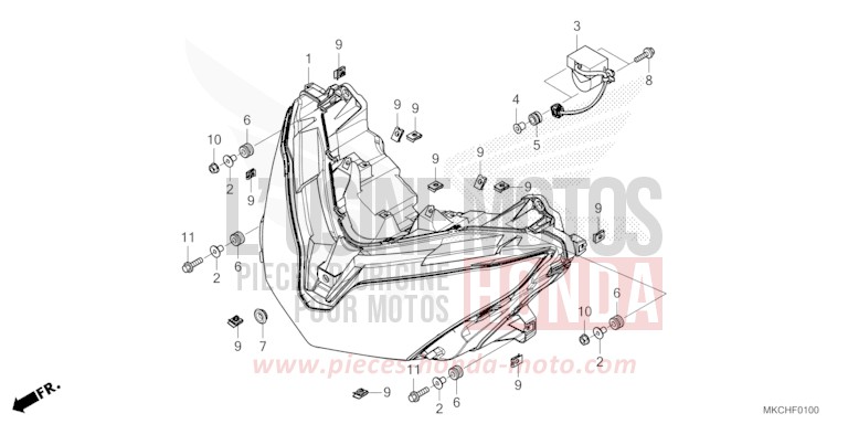 HEADLIGHT for Gold Wing GUNMETAL BLACK METLLIC (NHC52B) from 2021